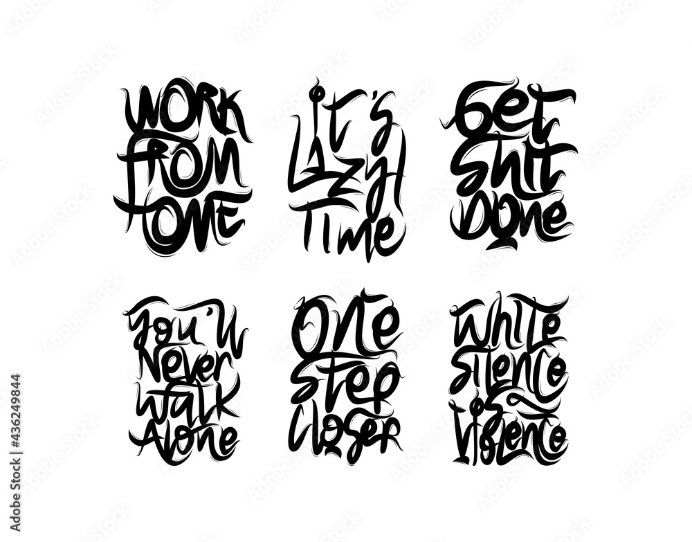 Set lettering text on white background in vector illustration Set lettering text on white background in vector illustration