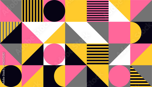 Scandinavian bauhaus background. Abstract colorful pattern design. Modern 80's geometric vector illustration