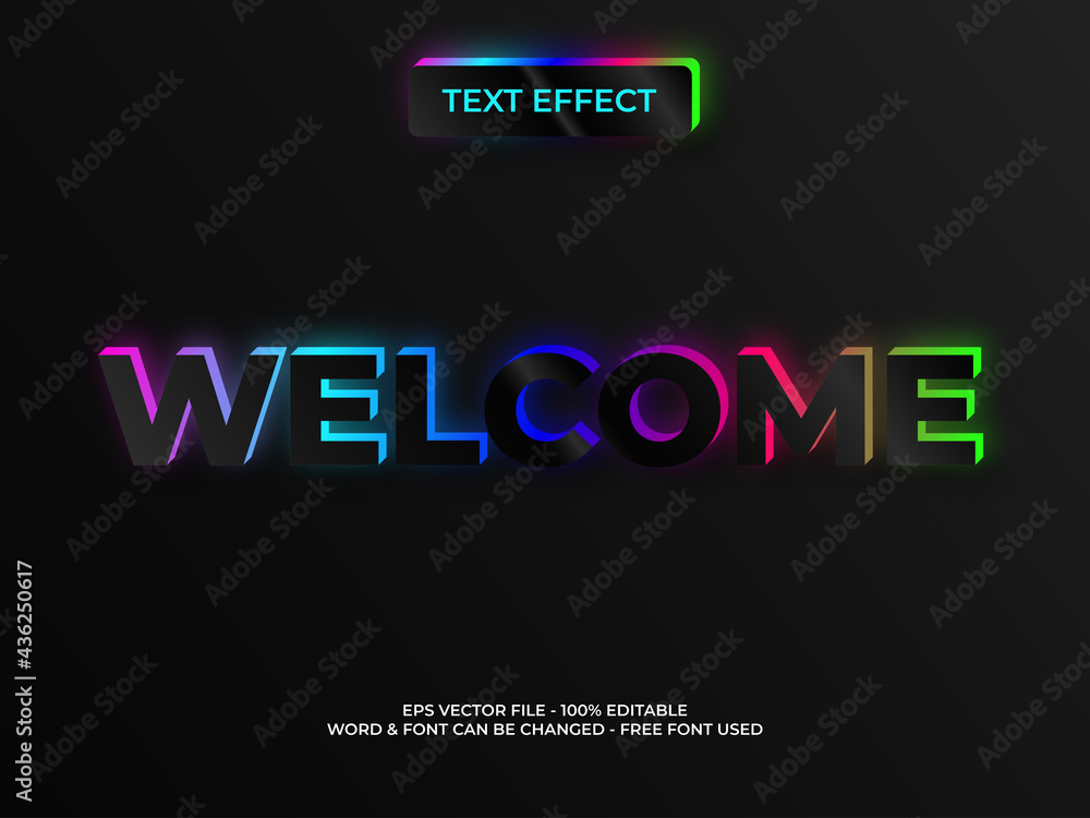 Neon text effect. Editable text effect colorful light style. Neon text effect. Editable text effect colorful light style.