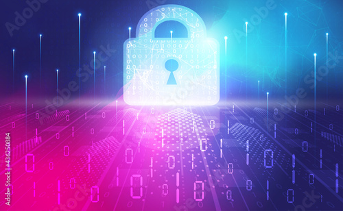 Technology security abstract background concept, Digital technology banner pink blue background binary, Cyber tech network secure, Protect data, anonymous hacker, Digital crime, illustration vector