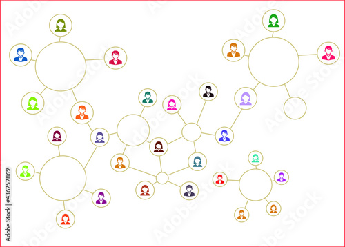 Global communication illustration. Avatars of people connected social network Spread of the virus among people. Science background. Global business, People and Network connection concept. Businessman 