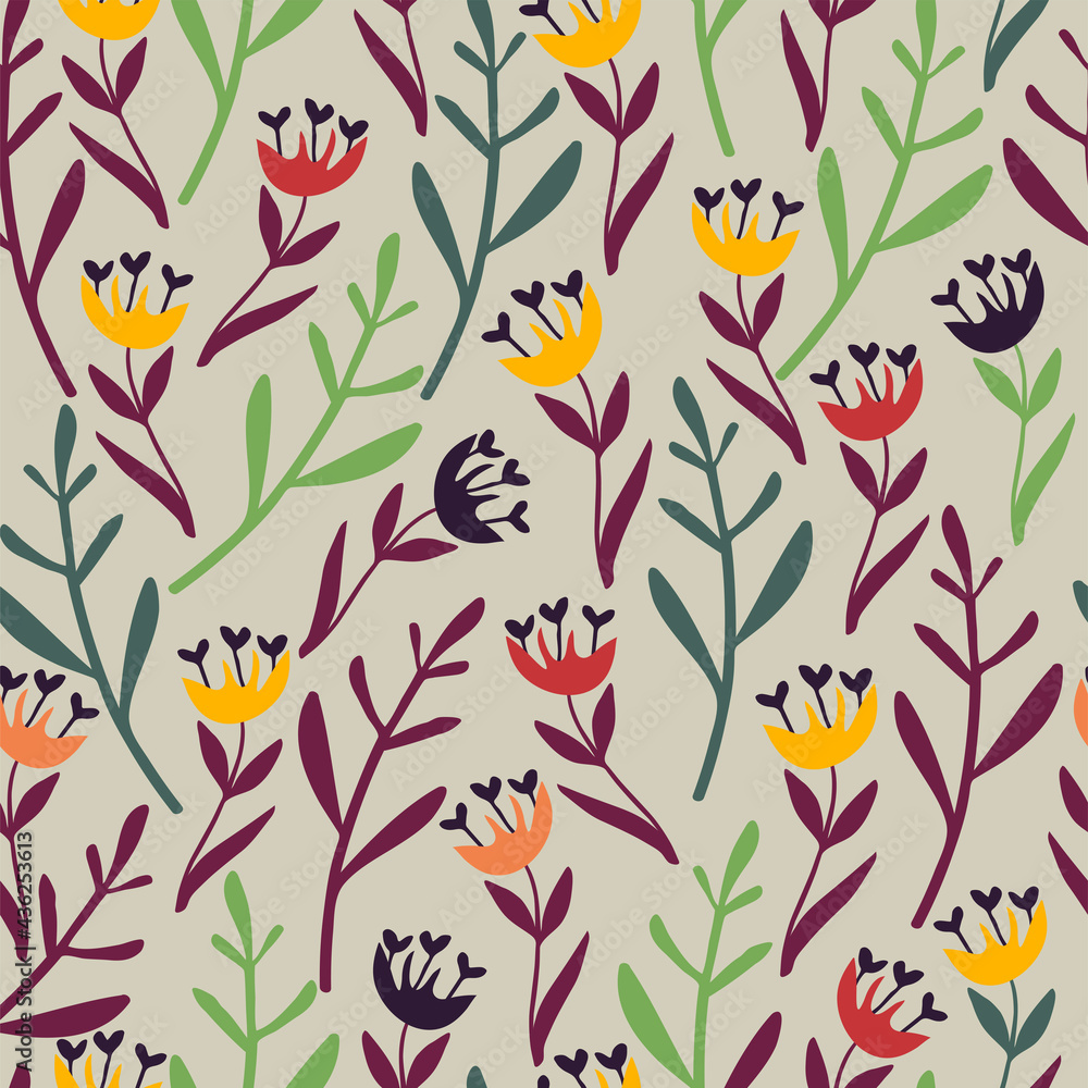Floral seamless pattern. Hand drawn flowers. Vector background. Floral seamless pattern. Hand drawn flowers. Vector background.