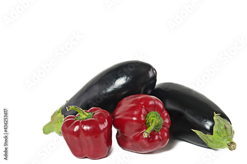 Red peppers and aubergines from the Valencian organic garden in Spain.