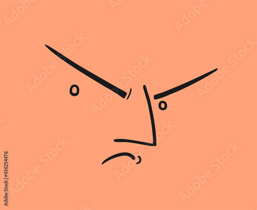Flat angry expression draw