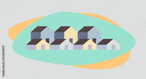 Pattern of house isolated on green watery aqua background. Property sale flyer. Home security concept. Real estate mortgage purchase. Rental flat. New residential district. Modern building banner.