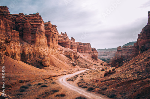View of the Charyn canyon in the afternoon