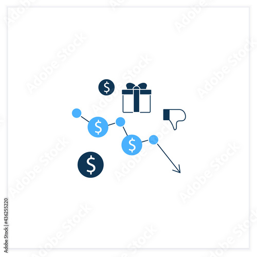 Runaway inflation flat icon. Rapid inflation, impossible to reduce. Hyperinflation.Economic downturn. Universal basic income concept. Vector illustration