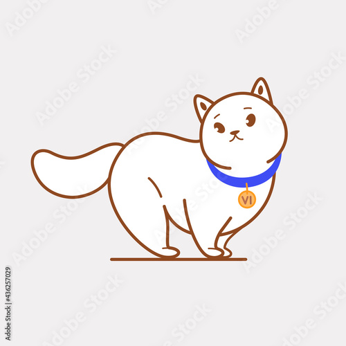 Fat fluffy cat. Cute cat character. Vector illustration in cartoon style for poster  postcard.