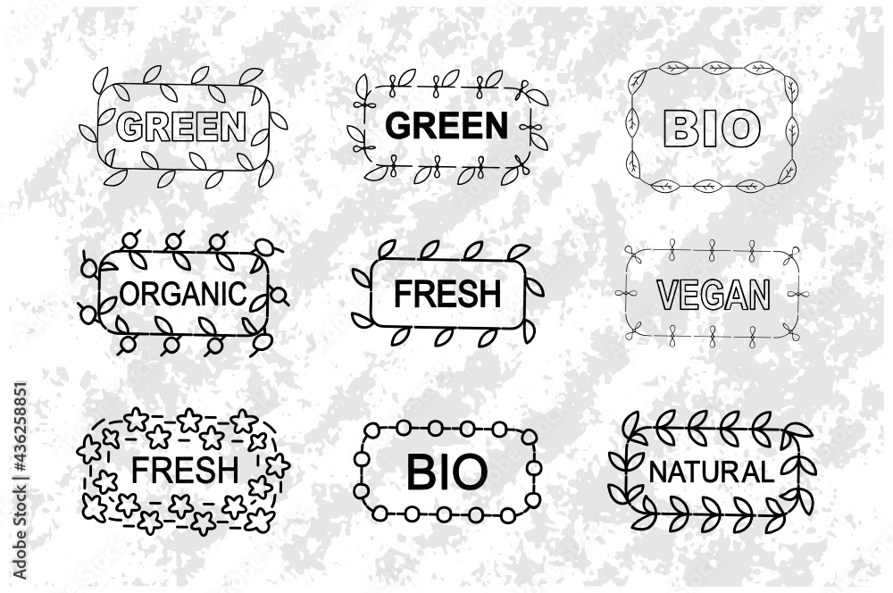 green,natural,bio,fresh,vegan,organic frame vector illustration set green,natural,bio,fresh,vegan,organic frame vector illustration set
