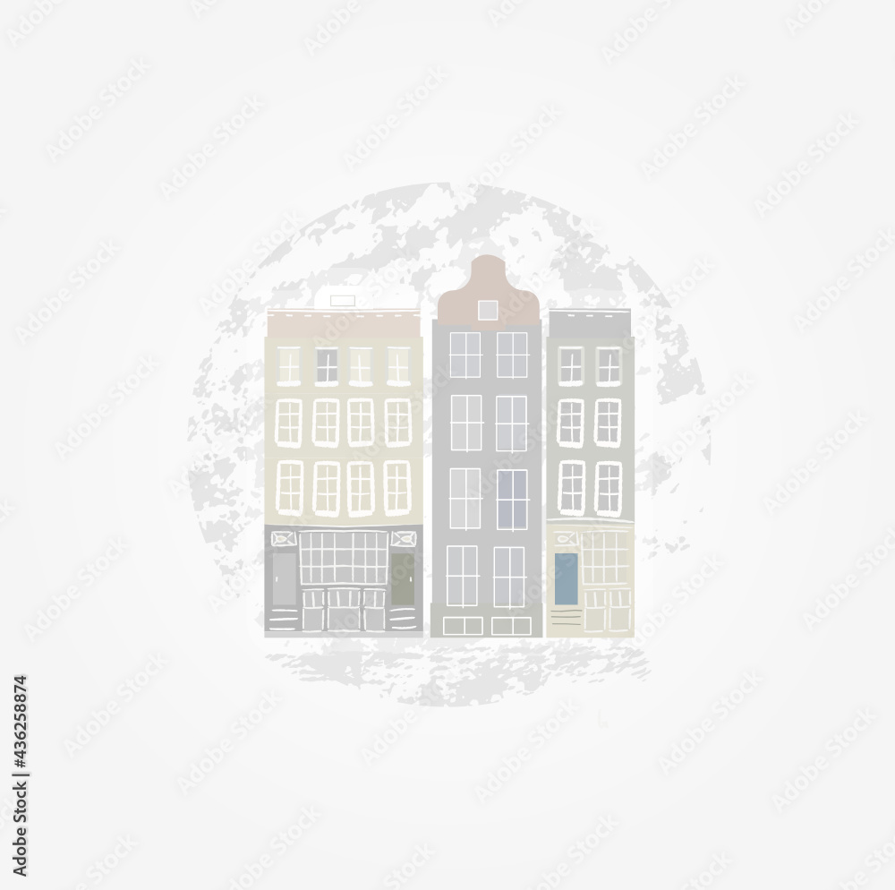 houses fasade vector illustration set