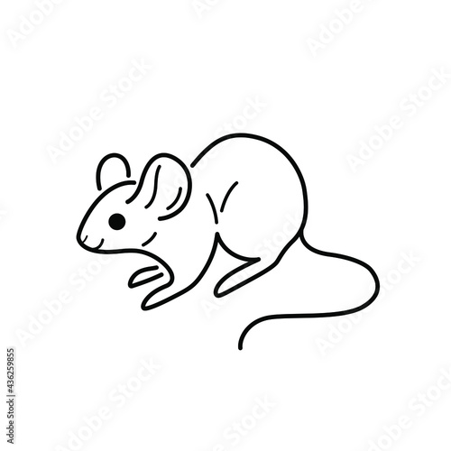 Cartoon mouse - cute character for children. Contour vector illustration in cartoon style.