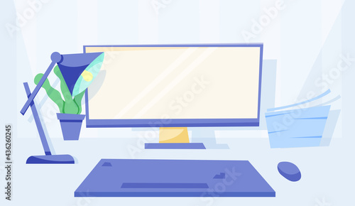 Work table. Office tools. Vector illustration