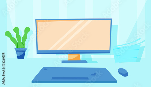 Work table. Freelance or study. Vector illustration