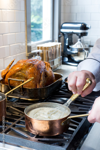 Thanksgiving dinner being prepared  photo