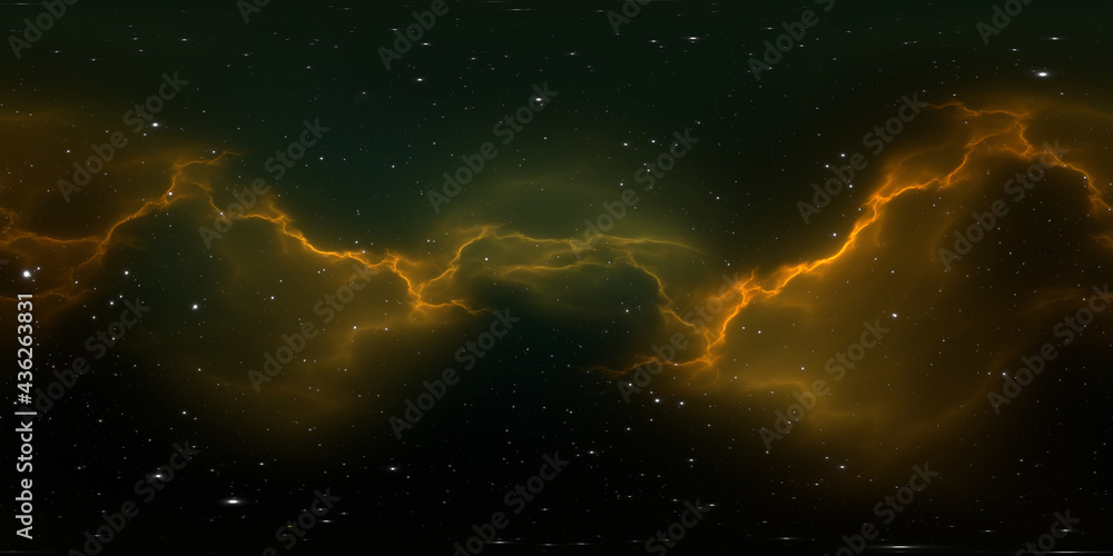 360 degree interstellar cloud of dust and gas. Space background with ...