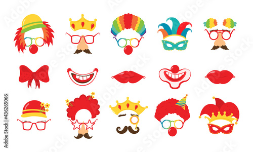 Design for Jewish holiday Purim with masks.