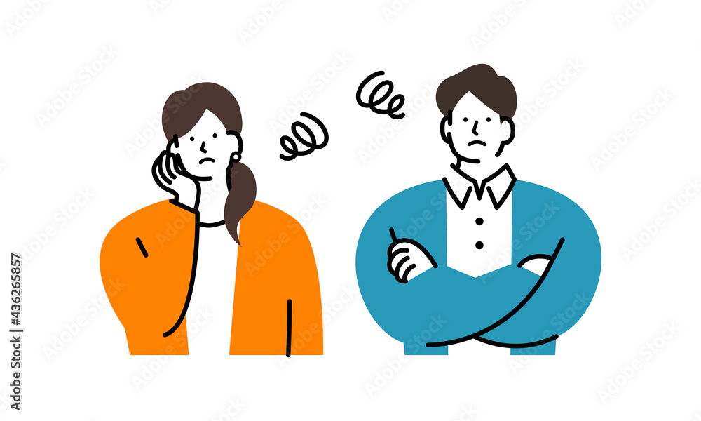 悩みを抱えている男女 悩みを抱えている男女