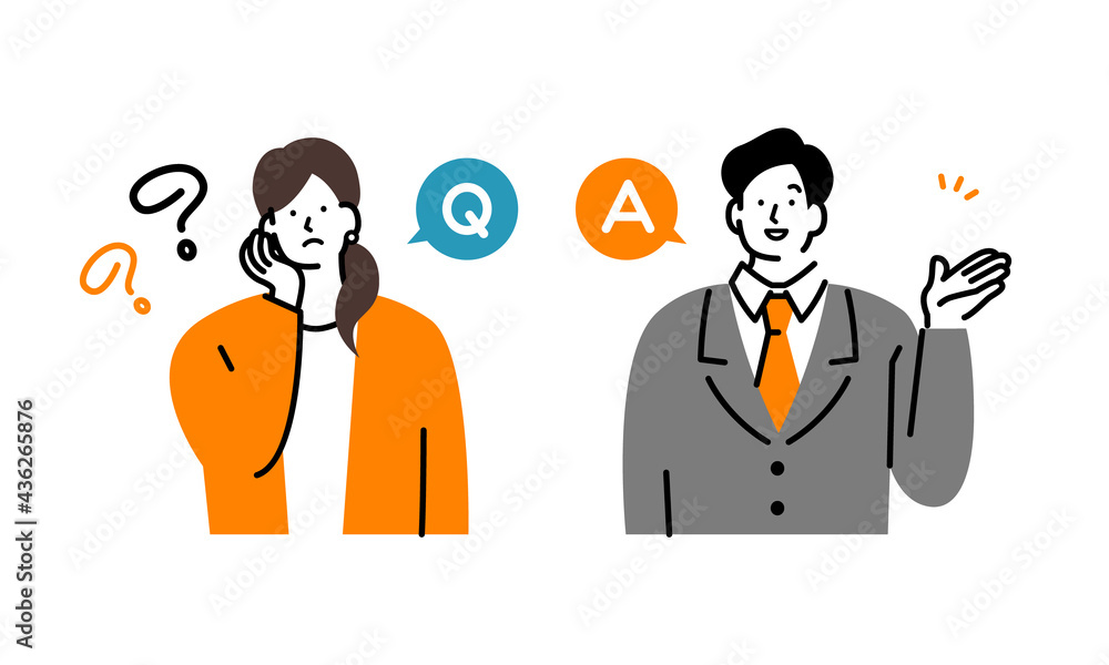 質問する女性と回答する男性