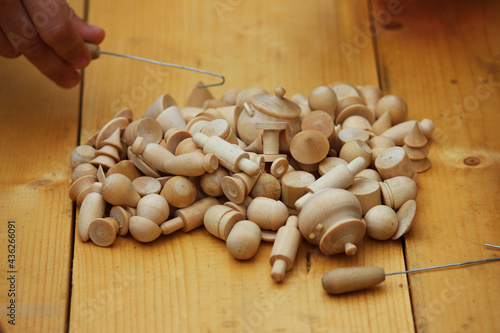 small wooden toys of various shapes - the Russian national game of spillikins photo