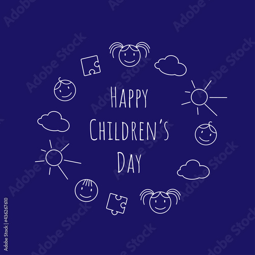 Children's day vector background. Happy Children's Day title. Happy Children's Day inscription.