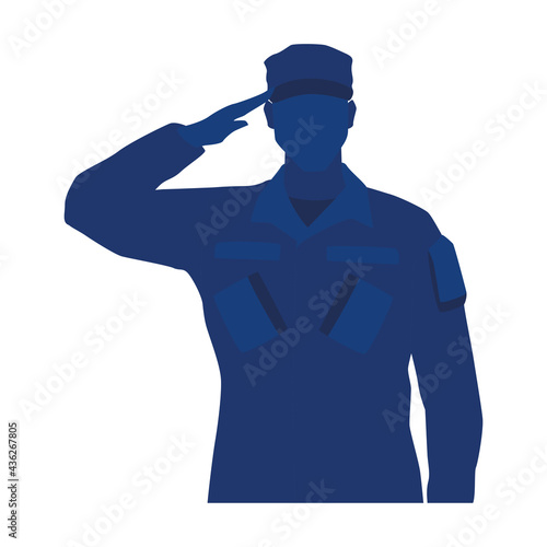 Silhouette of a US army man