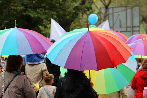 multi-colored umbrella. concept of gay people or just a joyful item from the rain