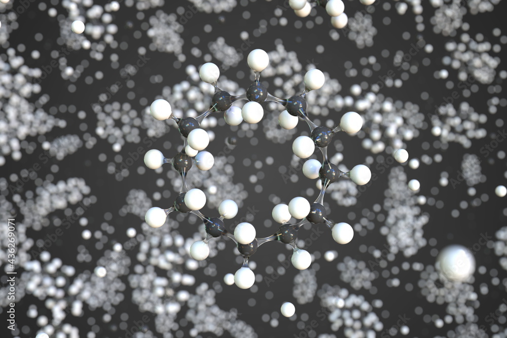 Cyclododecane molecule, scientific molecular model, 3d rendering Cyclododecane molecule, scientific molecular model, 3d rendering