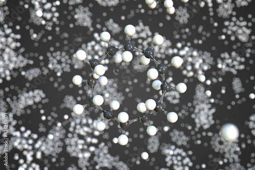 Cyclododecane molecule, scientific molecular model, 3d rendering