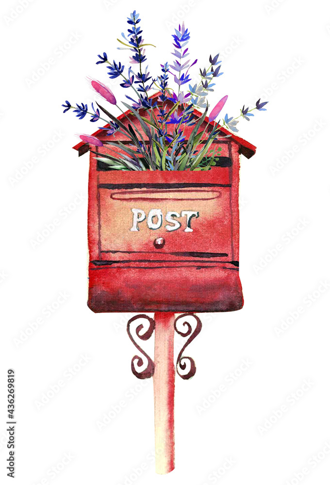 Handdrawn watercolor illustration isolated on white background. Red ...