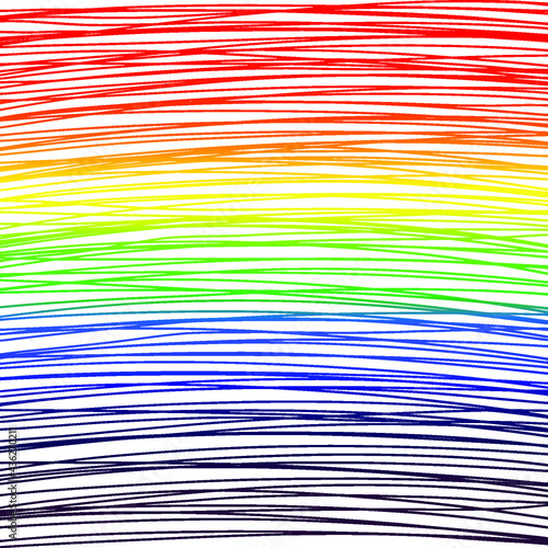 Rainbow LGBT pride stripes background. Waves and lines horizontal multicolored pattern. International Day Against Homophobia. Bright red,orange,yellow,green, blue, purple waves hand drawn background 