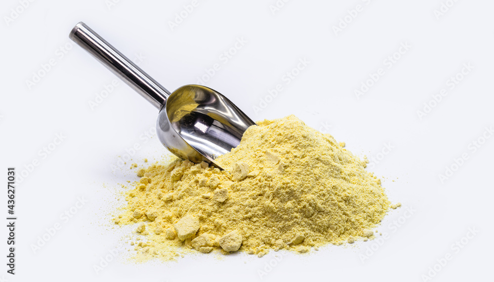 pure sulfur powder, used in medicine, or fertilizer or fungicide Stock