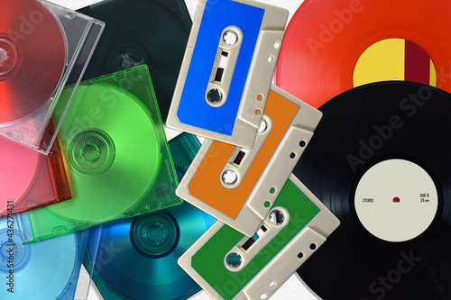 Image composition of physical audio formats such as audio CD, cassette tapes and vinyl.