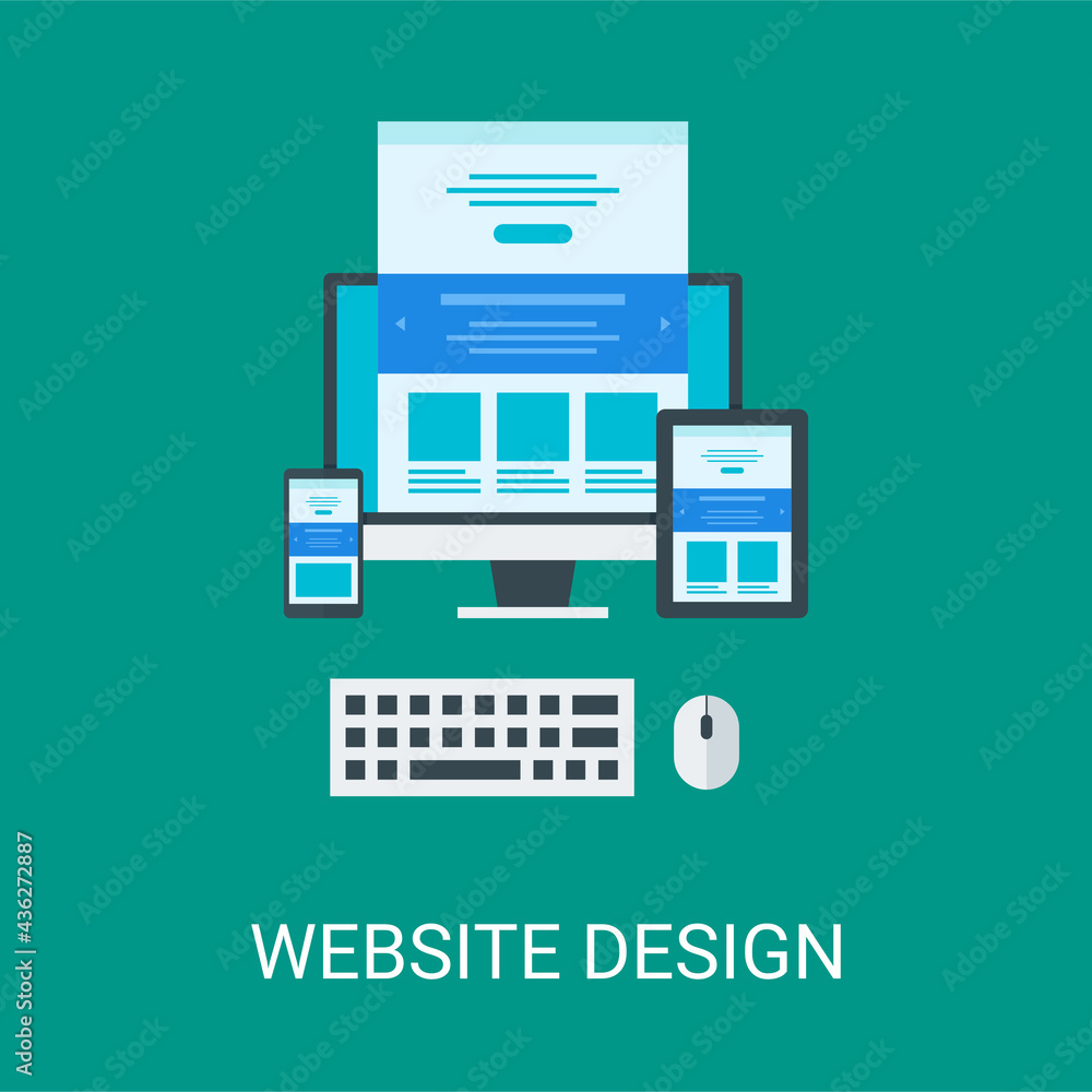 Web design vector illustration background in flat style. Suitable for web banners, social media, postcard, presentation and many more. Web design vector illustration background in flat style. Suitable for web banners, social media, postcard, presentation and many more.