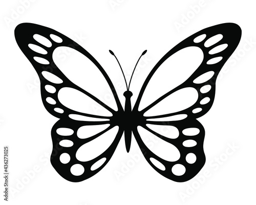Butterfly silhouette. Hand drawn vector illustration. Isolated element on white background. Best for seamless patterns, posters, cards, stickers and your design. © maksin_priestess