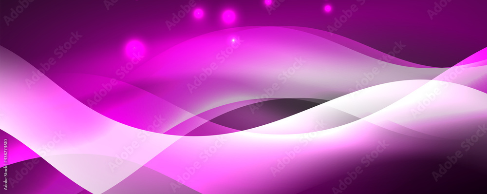Shiny glowing neon wave, light lines abstract background. Magic energy and motion concept. Vector wallpaper template Shiny glowing neon wave, light lines abstract background. Magic energy and motion concept. Vector wallpaper template