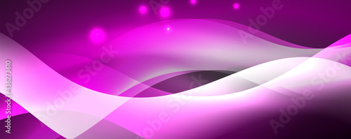 Shiny glowing neon wave  light lines abstract background. Magic energy and motion concept. Vector wallpaper template