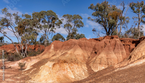 Pink Cliffs Geological Reserve - a hydraulic sluicing site for gold mining which was ceased in 1890, leaving this dramatic landscape - Heathcote, Victoria, Australia photo