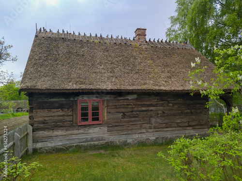 Traditional Kashubian village in Pomerania (northern Poland) with typical rural architecture for central Europe