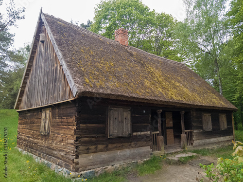 Traditional Kashubian village in Pomerania (northern Poland) with typical rural architecture for central Europe