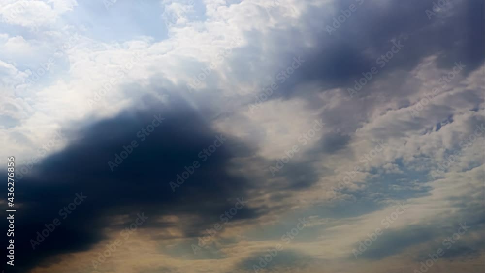Flying clouds with a bright sun in the sky. Time lapse Flying clouds with a bright sun in the sky. Time lapse