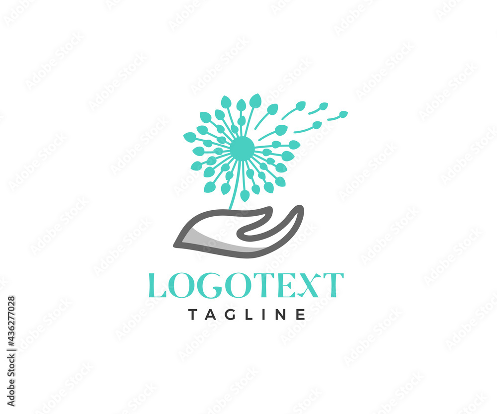 Dandelion in hand Logo Design Vector Dandelion in hand Logo Design Vector