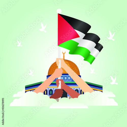 Palestine and the symbol of independence with the theme of freedom for Palestine background 06 vector design illustration.