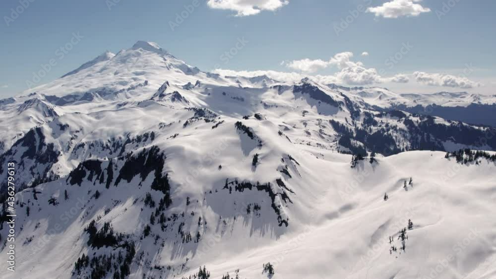 Aerial View of Mount Baker Volcanic Peak in Snowy Washington Mountains Aerial View of Mount Baker Volcanic Peak in Snowy Washington Mountains