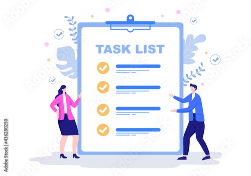 Task List Vector Illustration To Do list Time Management, Work Planning or Organization of Daily Goals. Landing Page Template