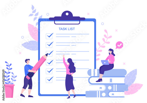Task List Vector Illustration To Do list Time Management  Work Planning or Organization of Daily Goals. Landing Page Template