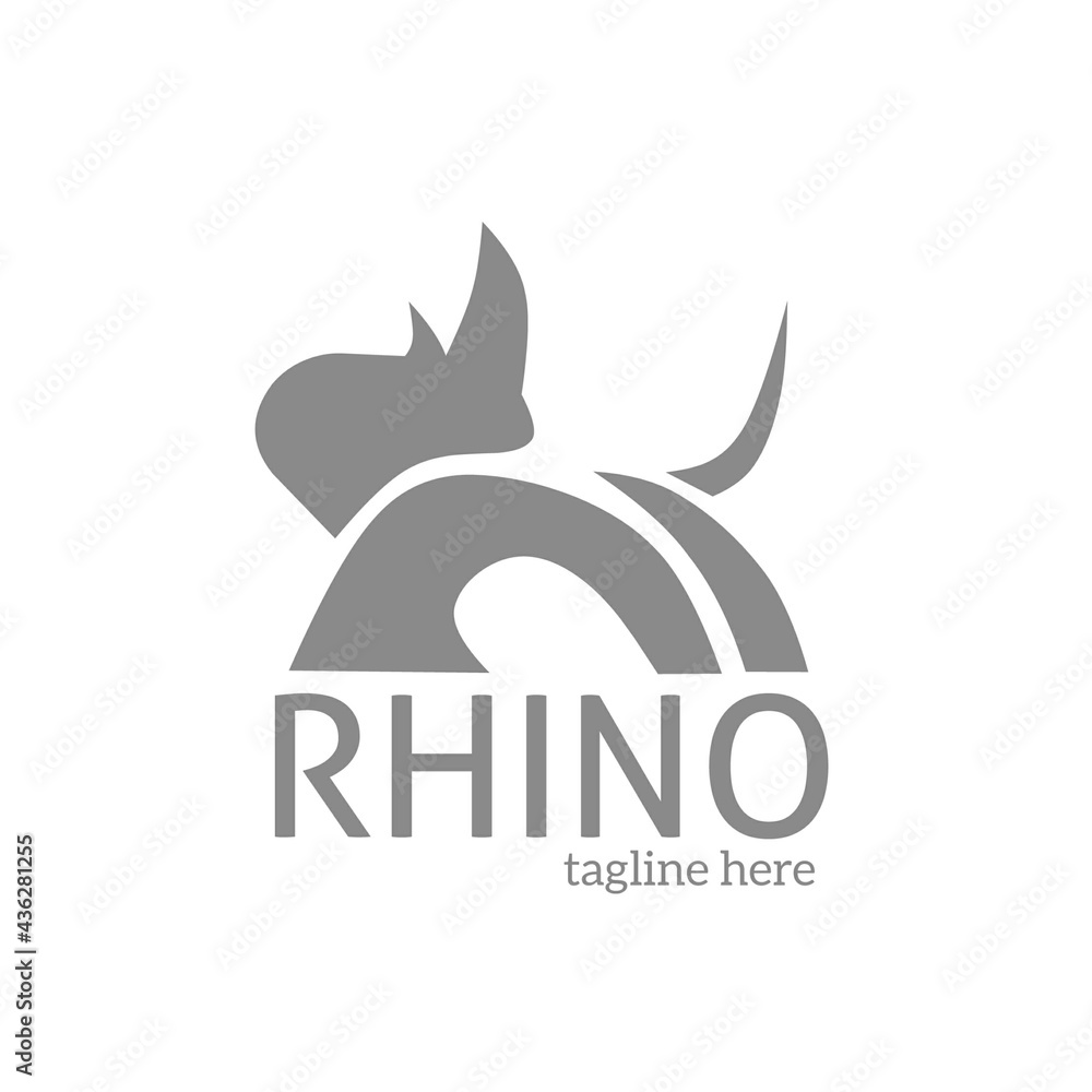 The Rhino simple design logo icon symbol sign mascot. Ilustration Rhino design logo. The Rhino simple design logo icon symbol sign mascot. Ilustration Rhino design logo.