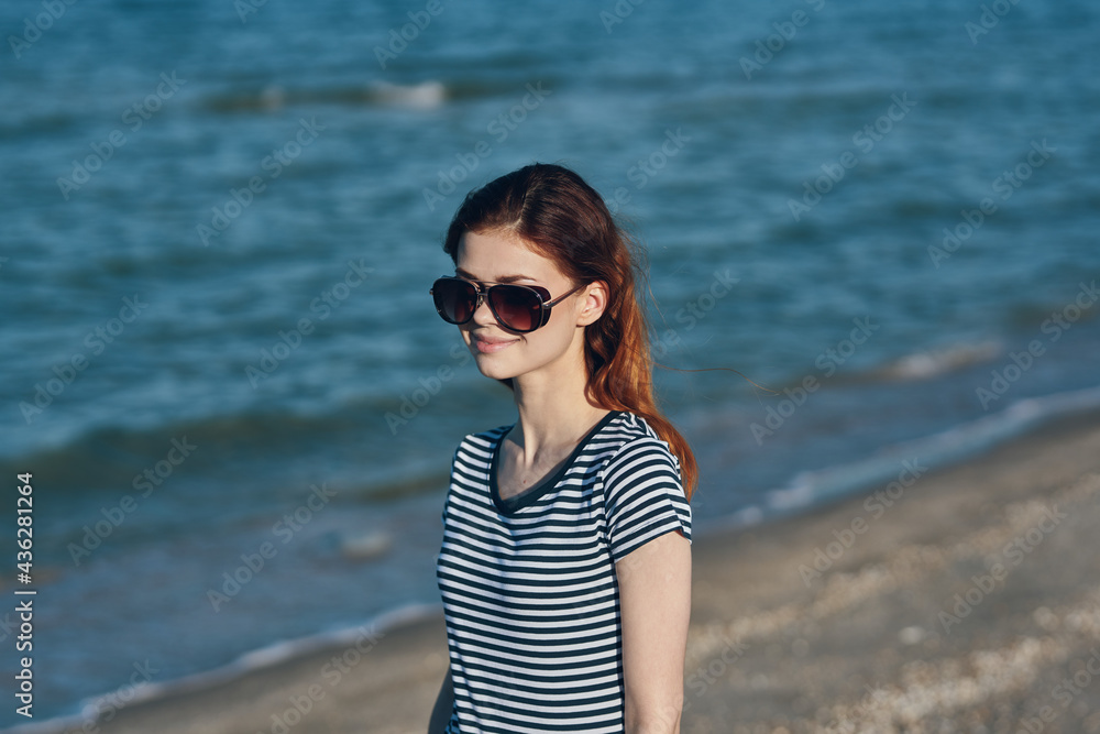 woman with glasses summer sun vacation beach landscape relax woman with glasses summer sun vacation beach landscape relax