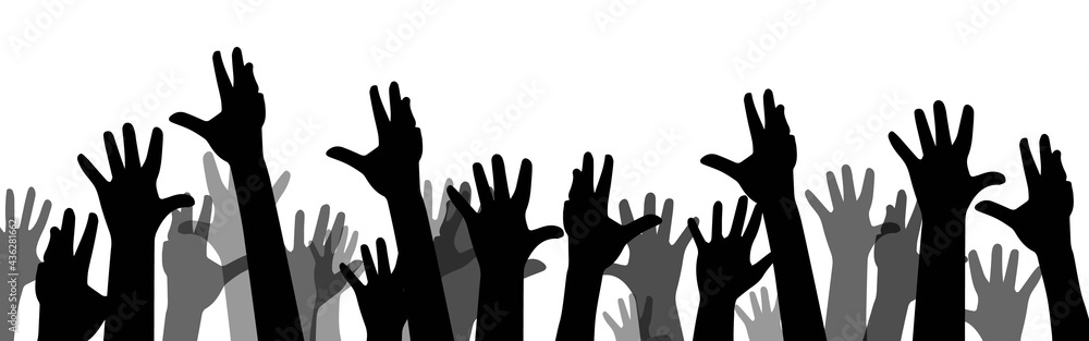 Raised hands
Raised hands