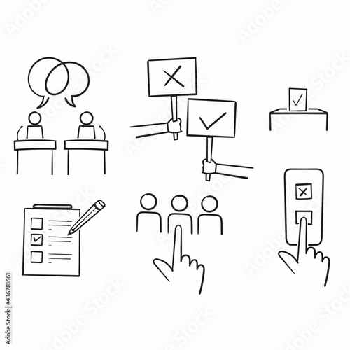 hand drawn doodle Simple Set of Voting Related Vector Line Icons illustration vector