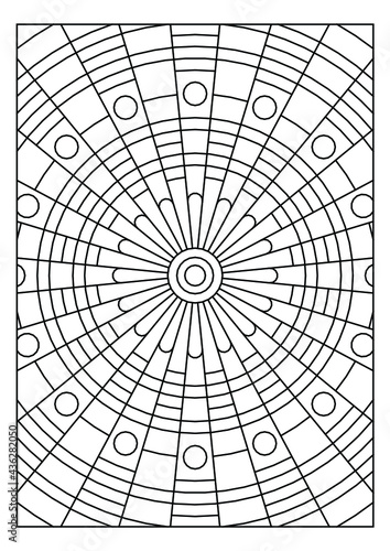 Radiate Light pattern fun coloring pages for adults Pattern design of radiate light in line art style for printable coloring pages - Portrait or vertical format in EPS8. 